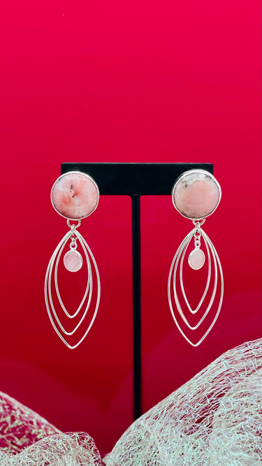 Overcome (Pink Peruvian Opal Statement Earrings with Rose Quartz)